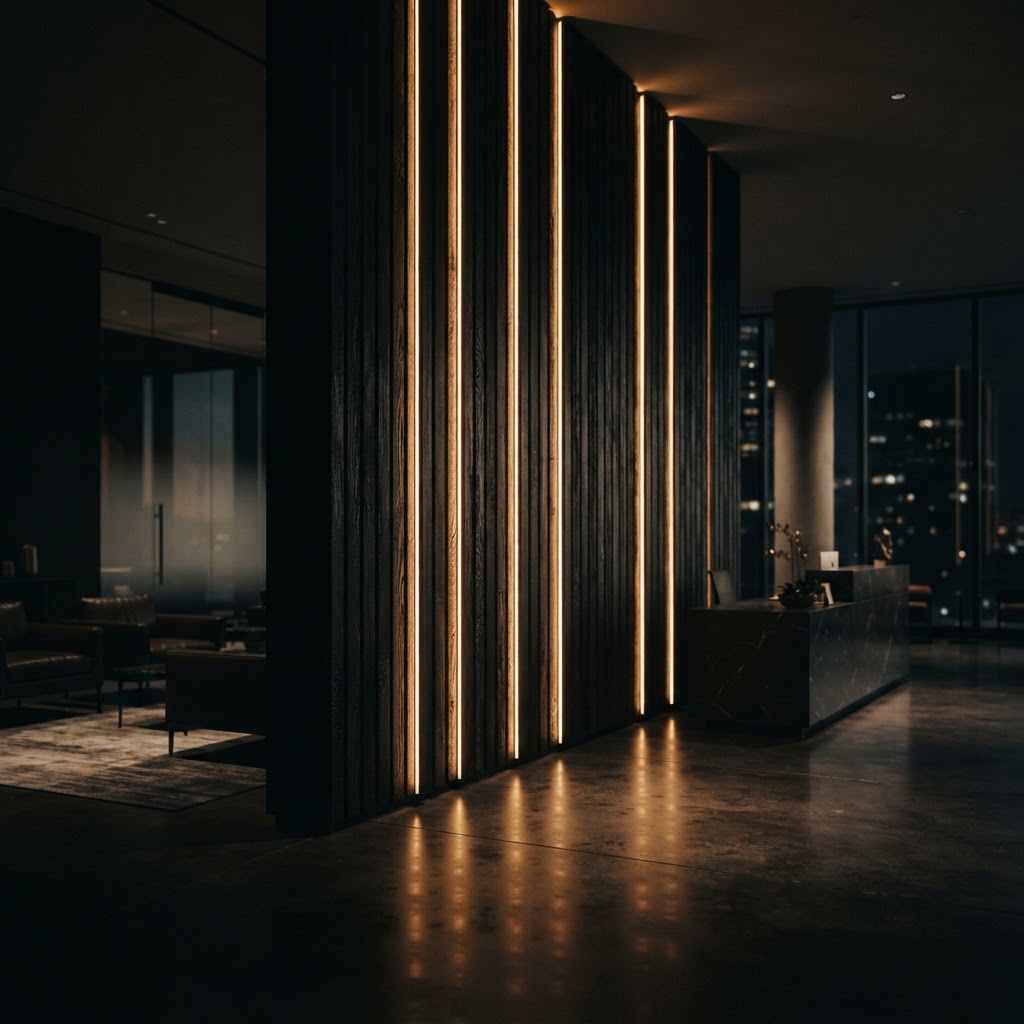 A warmly lit interior detail